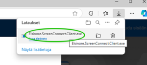 Koneesi lataa Elsinore.ScreenConnect.Client.exe-tiedoston. Klikkaa tiedoston nimeä.